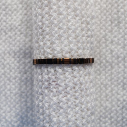 Bracelet ajustable en perles miyuki tila // noir - cuivré