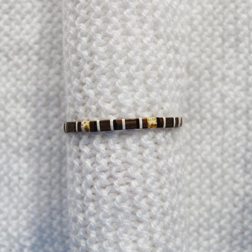 Bracelet ajustable en perles miyuki tila // blanc - marron - cuivré