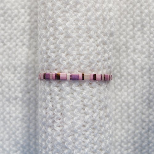 Bracelet ajustable en perles miyuki tila // mauve - rose - cuivré