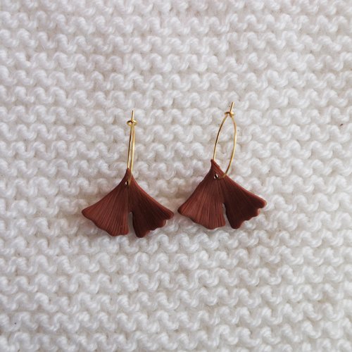 Créoles feuilles de gingko // collection "pluvia" // #6