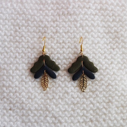 Boucles d'oreilles feuilles // collection "pluvia" // #1