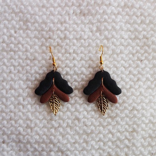Boucles d'oreilles feuilles // collection "pluvia" // #5