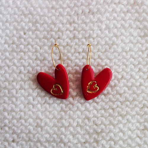 Créoles cœurs // collection "sagitta" // modèle cœur doré #1