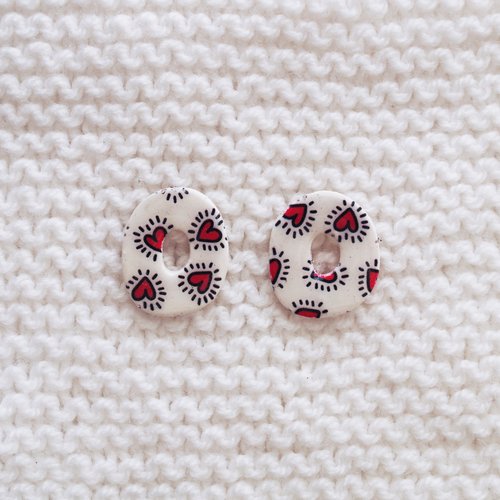 Pampilles interchangeables pour créoles // collection "sagitta" // modèle ovale imprimé cœurs #1