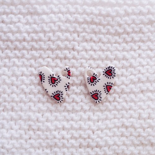 Pampilles interchangeables pour créoles // collection "sagitta" // modèle cœur imprimé cœurs #1