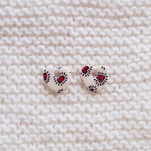 Pampilles interchangeables pour créoles // collection "sagitta" // modèle petit cœur imprimé cœurs #1