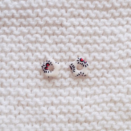 Pampilles interchangeables pour créoles // collection "sagitta" // modèle petite fleur imprimé cœurs #1