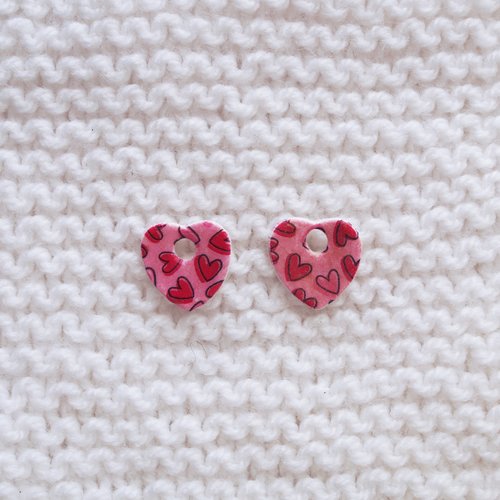 Pampilles interchangeables pour créoles // collection "sagitta" // modèle petit cœur imprimé cœurs #2