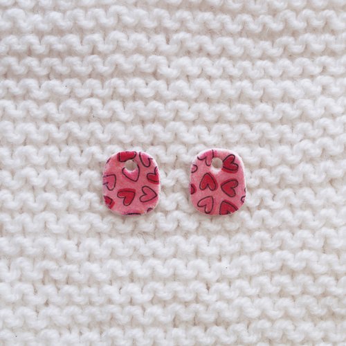 Pampilles interchangeables pour créoles // collection "sagitta" // modèle rectangle imprimé cœurs #2