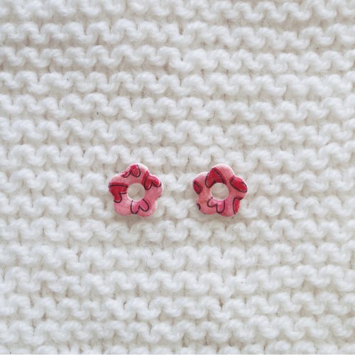 Pampilles interchangeables pour créoles // collection "sagitta" // modèle petite fleur imprimé cœurs #2