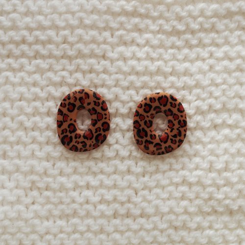 Pampilles interchangeables pour créoles //  collection "leonis" // modèle ovale léopard #1
