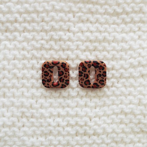 Pampilles interchangeables pour créoles // collection "leonis" // modèle carré léopard #1