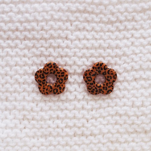 Pampilles interchangeables pour créoles // collection "leonis" // modèle fleur léopard #2