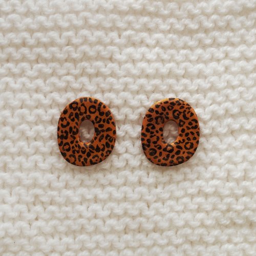 Pampilles interchangeables pour créoles //  collection "leonis" // modèle ovale léopard #2