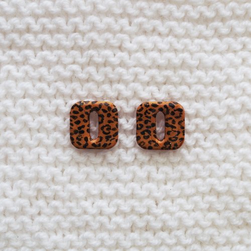 Pampilles interchangeables pour créoles // collection "leonis" // modèle carré léopard #1