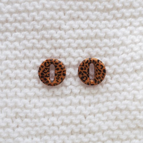 Pampilles interchangeables pour créoles // collection "leonis" // modèle rond léopard #2