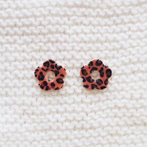 Pampilles interchangeables pour créoles // collection "leonis" // modèle fleur léopard #3