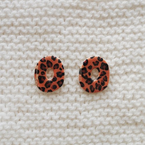 Pampilles interchangeables pour créoles //  collection "leonis" // modèle ovale léopard #3