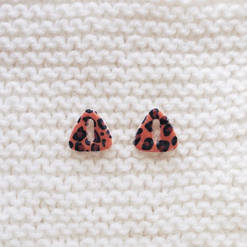 Pampilles interchangeables pour créoles // collection "leonis" // modèle triangle léopard #3