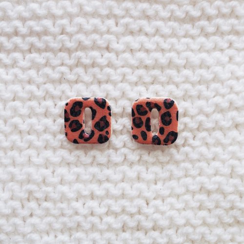 Pampilles interchangeables pour créoles // collection "leonis" // modèle carré léopard #3