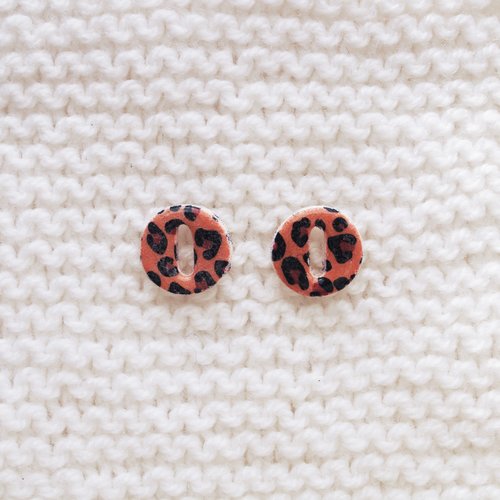 Pampilles interchangeables pour créoles // collection "leonis" // modèle rond léopard #3