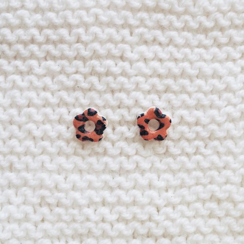 Pampilles interchangeables pour créoles // collection "leonis" // modèle petite fleur léopard #3