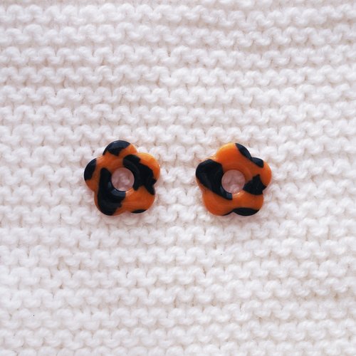 Pampilles interchangeables pour créoles // collection "leonis" // modèle fleur tortoise #1