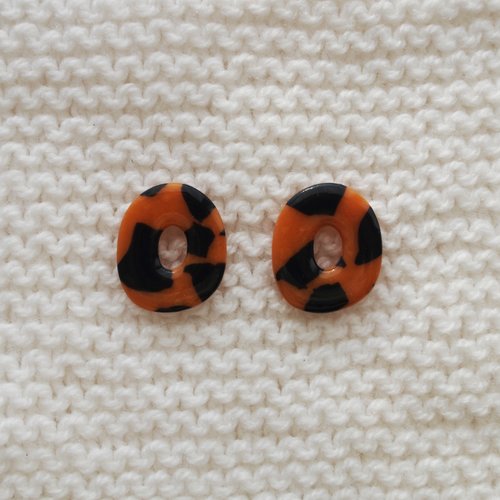 Pampilles interchangeables pour créoles //  collection "leonis" // modèle ovale tortoise #1