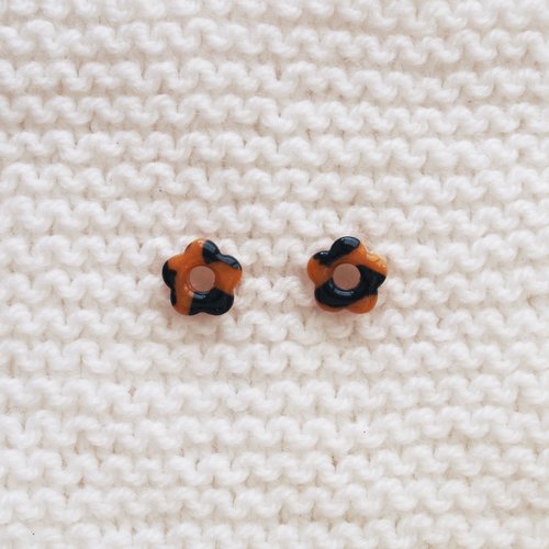 Pampilles interchangeables pour créoles // collection "leonis" // modèle petite fleur tortoise #1