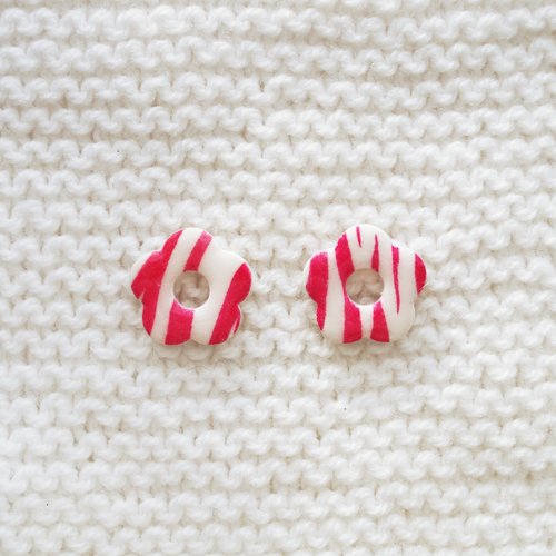 Pampilles interchangeables pour créoles // collection "leonis" // modèle fleur zèbre rose