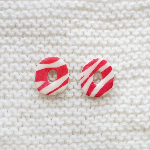 Pampilles interchangeables pour créoles //  collection "leonis" // modèle ovale zèbre rose