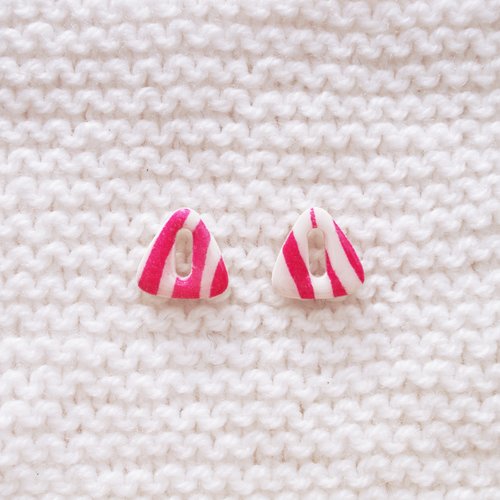 Pampilles interchangeables pour créoles // collection "leonis" // modèle triangle zèbre rose