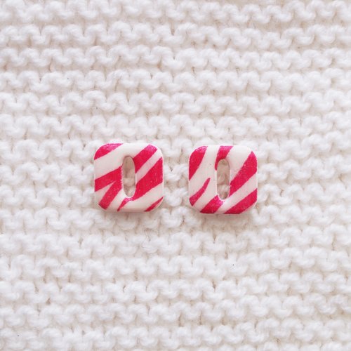 Pampilles interchangeables pour créoles // collection "leonis" // modèle carré zèbre rose
