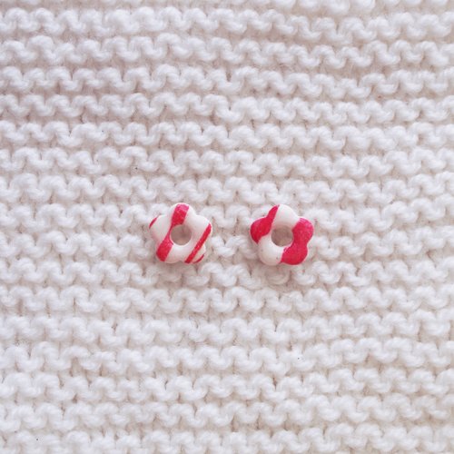 Pampilles interchangeables pour créoles // collection "leonis" // modèle petite fleur zèbre rose