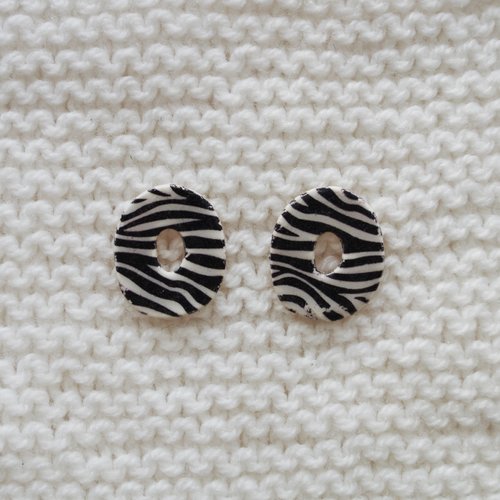 Pampilles interchangeables pour créoles //  collection "leonis" // modèle ovale zèbre