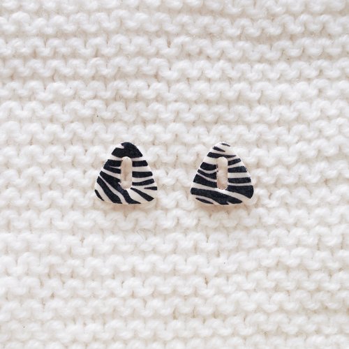 Pampilles interchangeables pour créoles // collection "leonis" // modèle triangle zèbre