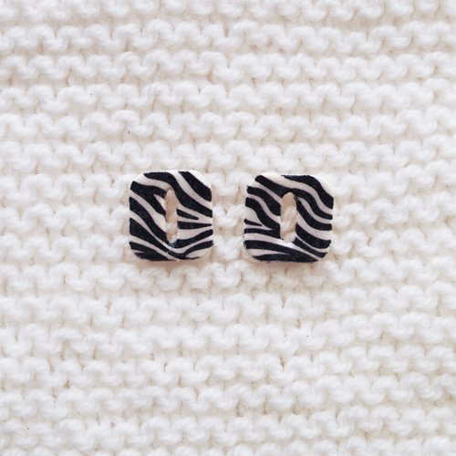 Pampilles interchangeables pour créoles // collection "leonis" // modèle carré zèbre