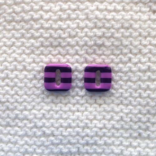 Pampilles interchangeables pour créoles // collection "norma" // modèle carré violet