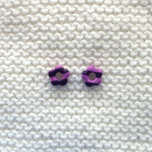 Pampilles interchangeables pour créoles // collection "norma" // modèle petite fleur violet