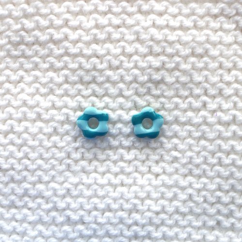 Pampilles interchangeables pour créoles // collection "norma" // modèle petite fleur bleu