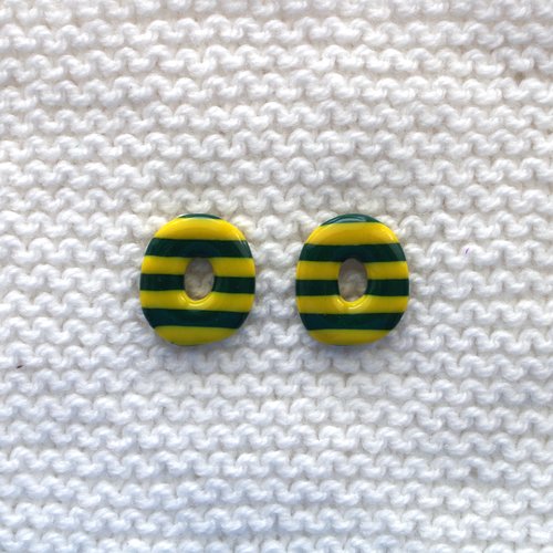 Pampilles interchangeables pour créoles //  collection "norma" // modèle ovale jaune & vert