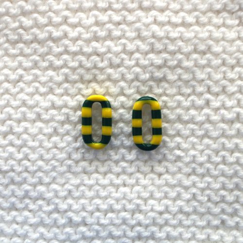 Pampilles interchangeables pour créoles //  collection "norma" // modèle allongé jaune & vert