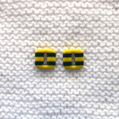 Pampilles interchangeables pour créoles // collection "norma" // modèle carré jaune & vert