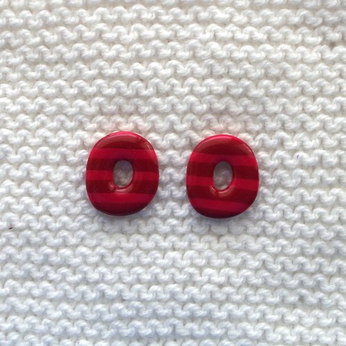 Pampilles interchangeables pour créoles //  collection "norma" // modèle ovale rose & rouge