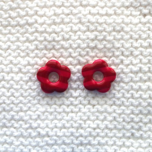 Pampilles interchangeables pour créoles // collection "norma" // modèle fleur rose & rouge