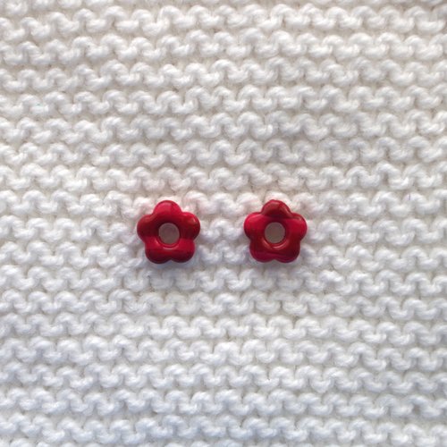 Pampilles interchangeables pour créoles // collection "norma" // modèle petite fleur rose & rouge