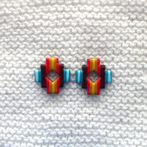 Pampilles interchangeables pour créoles //  collection "lacerta" // modèle losange #1
