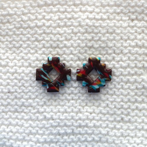 Pampilles interchangeables pour créoles //  collection "lacerta" // modèle losange #2