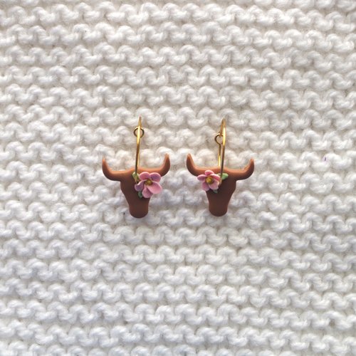 Créoles fines // collection "lacerta" // modèle vache & fleur