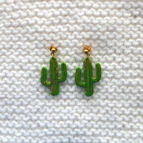Boucles d'oreilles // collection "lacerta" // modèle cactus #3